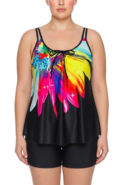 Double Strap Tie-Front Tankini Top | SWPLT107