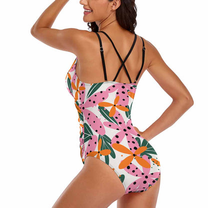 Scoop-Neck Lace-Up Side One-Piece Swimsuit, product view 3