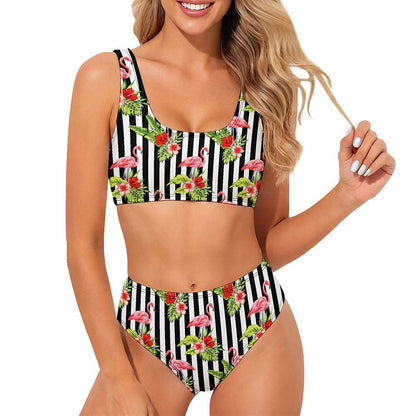 Scoop-Neck Sport High-Waisted Bikini Set