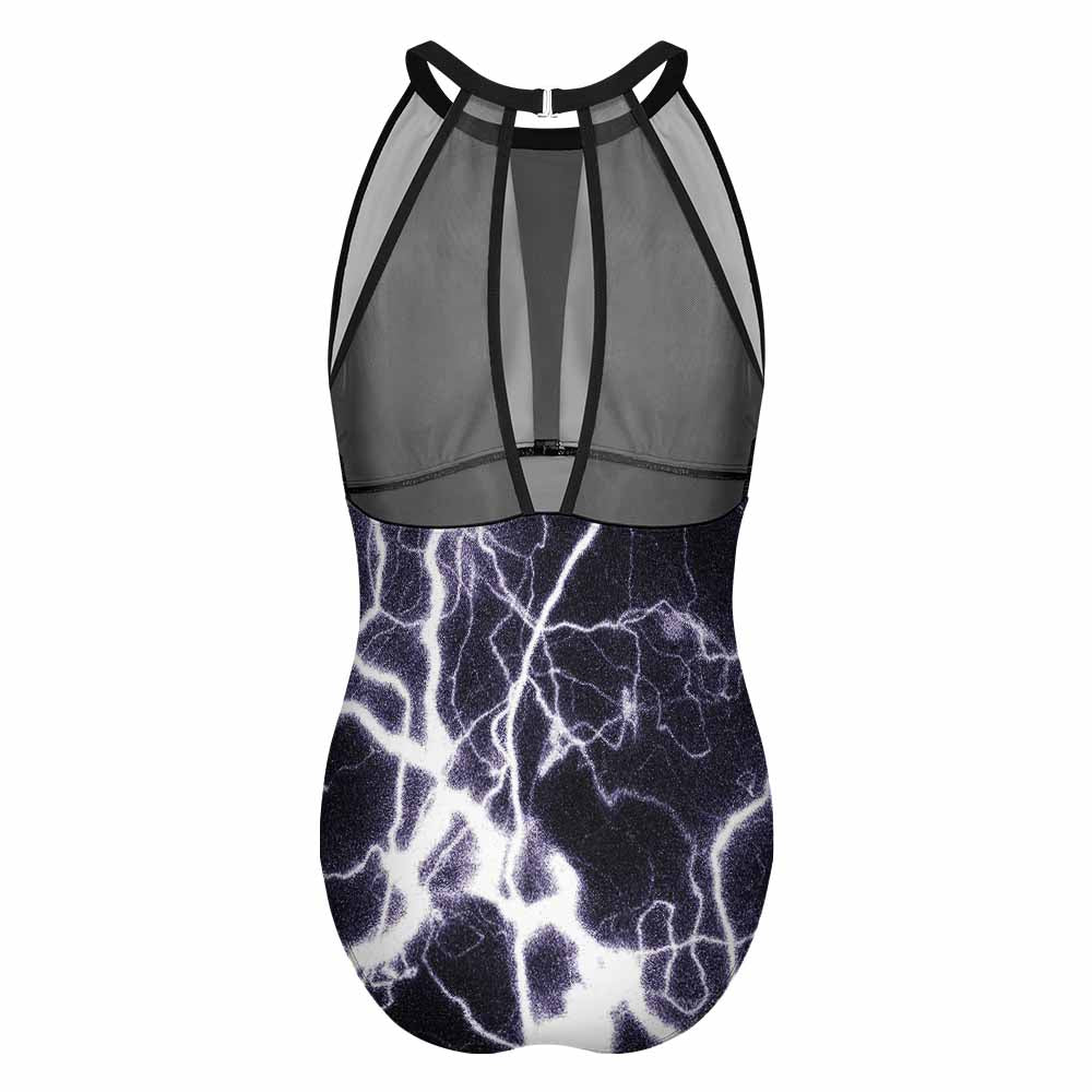 High-Neck Racerback Mesh One-Piece Swimsuit, product view 5