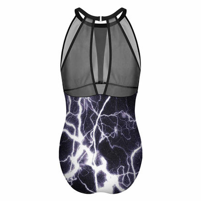 High-Neck Racerback Mesh One-Piece Swimsuit, product view 5