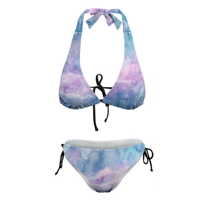 Wide-Strap Lace-Up Low-Rise Bikini Set, product view 8