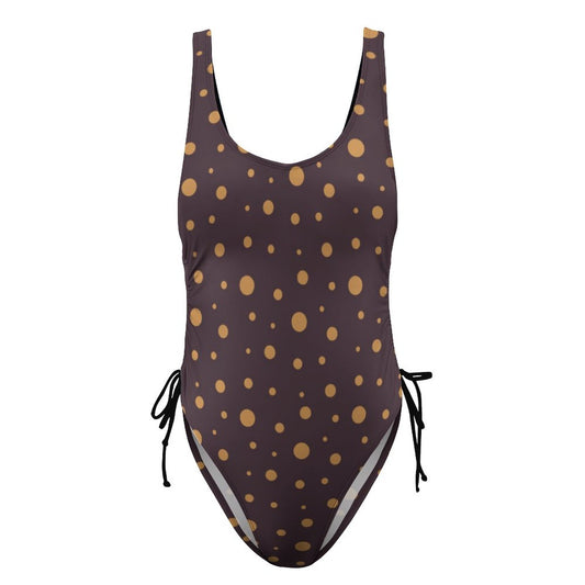 Ruched Side-Tie Scoop-Neck One-Piece Swimsuit