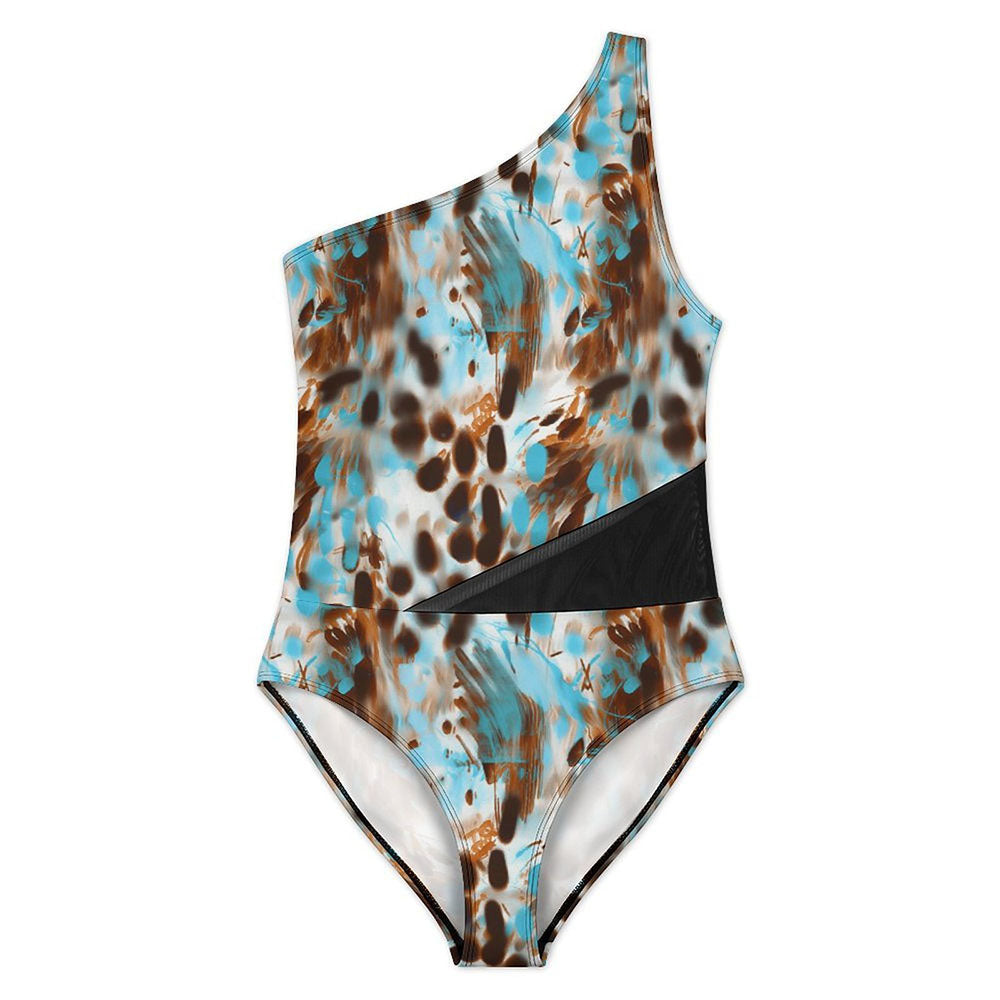 Plunge Mesh-Waist Cutout One-Piece Swimsuit, product view 4