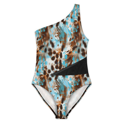 Plunge Mesh-Waist Cutout One-Piece Swimsuit, product view 4