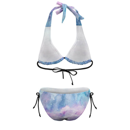 Wide-Strap Lace-Up Low-Rise Bikini Set, product view 9
