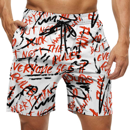 Men's Elastic-Waist Peach-Skin Board Shorts