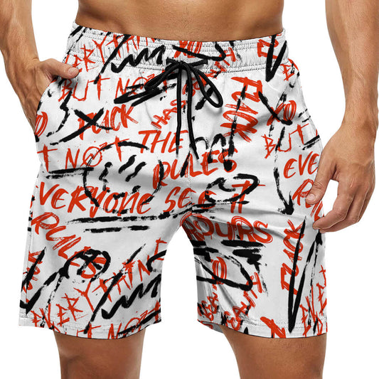 Men's Elastic-Waist Peach-Skin Board Shorts
