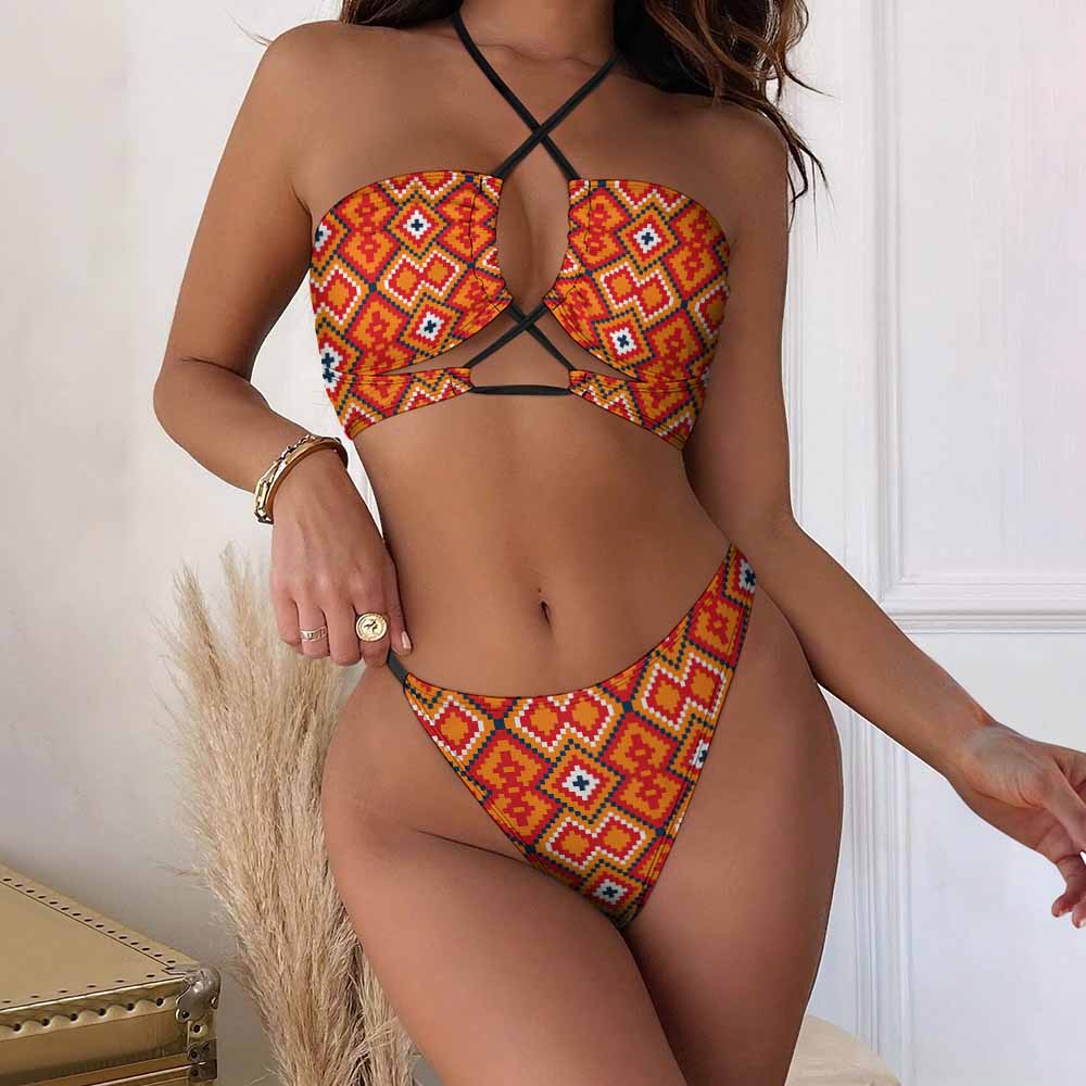 Crisscross Halter High-Waisted Bikini Set, product view 2