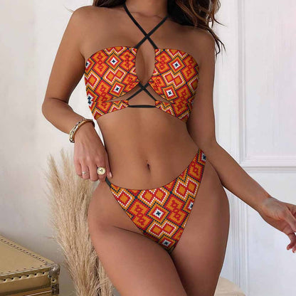 Crisscross Halter High-Waisted Bikini Set, product view 2