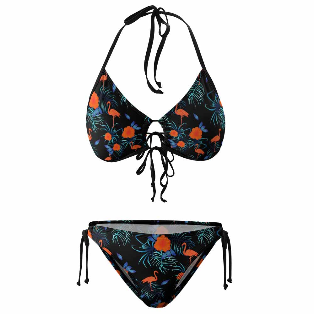 Plus-Size Ruched Lace-Up Triangle Bikini Set, product view 4