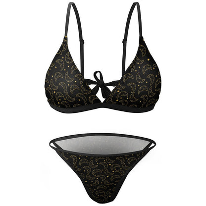 Spaghetti-Strap Triangle Low-Rise Bikini Set, product view 4