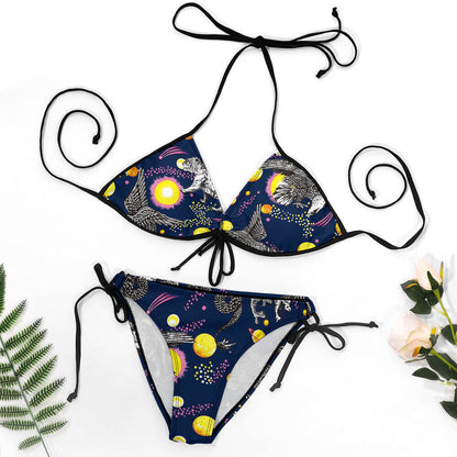 Ruched Lace-Up Triangle Bikini Set, product view 6