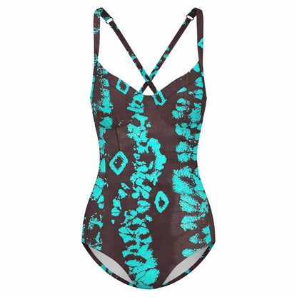 Square-Neck Lace-Up One-Piece Swimsuit, product view 4