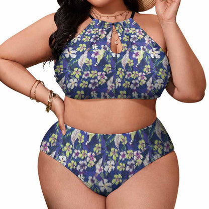 Plus-Size High-Neck High-Waisted Bikini Set