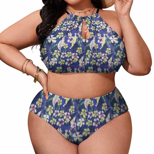 Plus-Size High-Neck High-Waisted Bikini Set