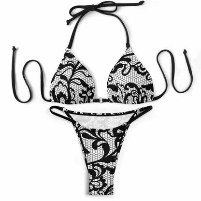 Halter Plunge Mid-Rise Bikini Set, product view 3