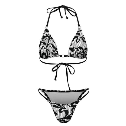 Halter Plunge Mid-Rise Bikini Set, product view 4