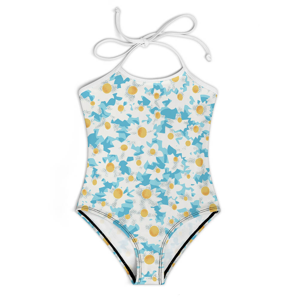 Girls' Tie-Strap Scoop-Neck One-Piece Swimsuit, product view 4
