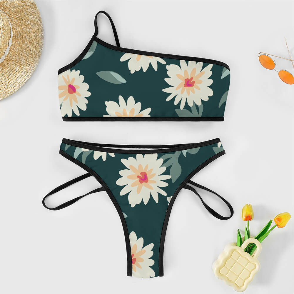 One-Shoulder Cutout-Strap Bikini Set, product view 3
