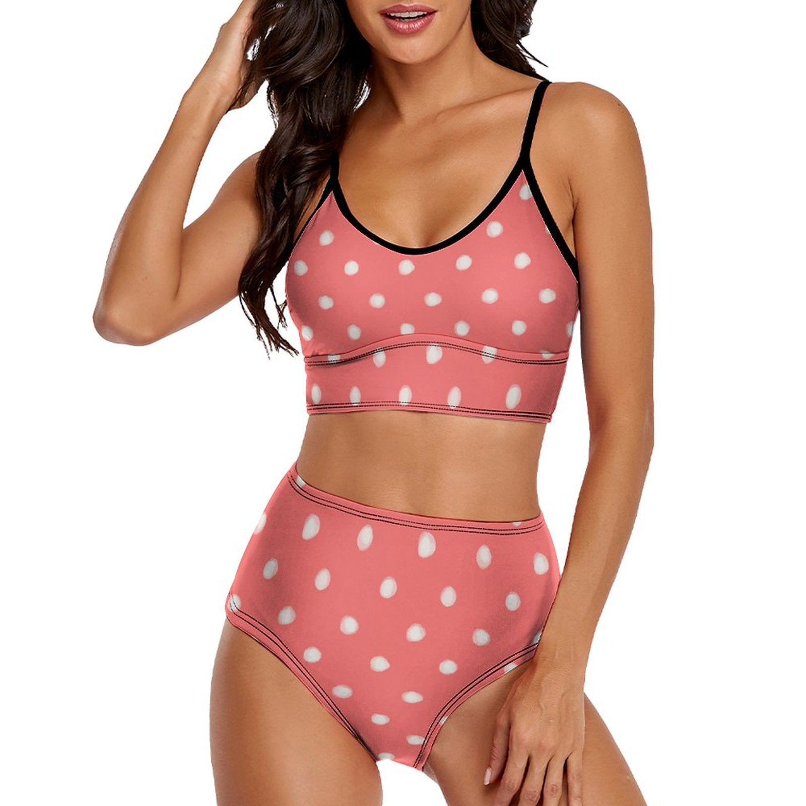 Spaghetti-Strap High-Waisted Bikini Set
