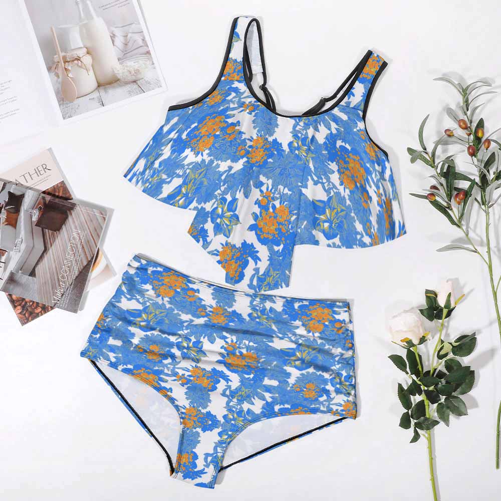 Plus-Size Blouson High-Waisted One-Piece Swimsuit, product view 3