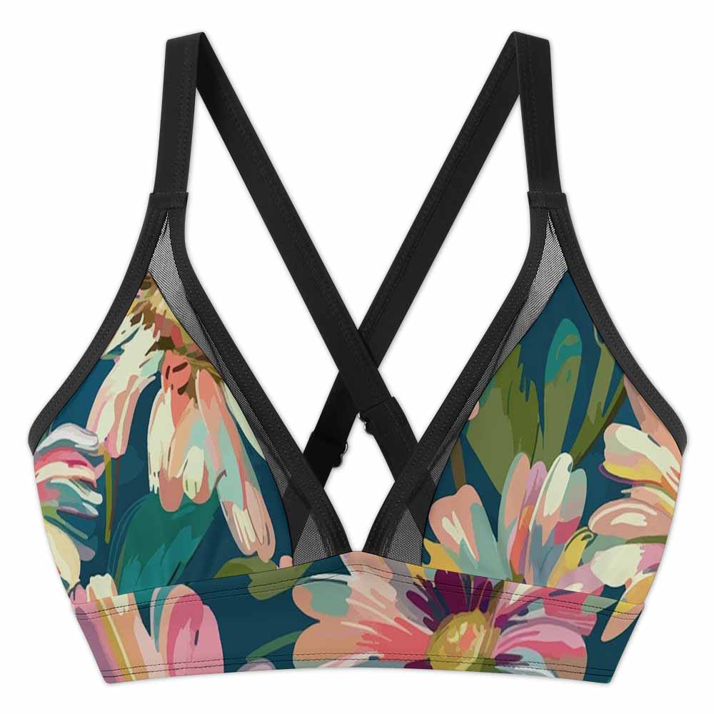 V-Neck Mesh-Overlay Skirted Bikini Set, product view 3