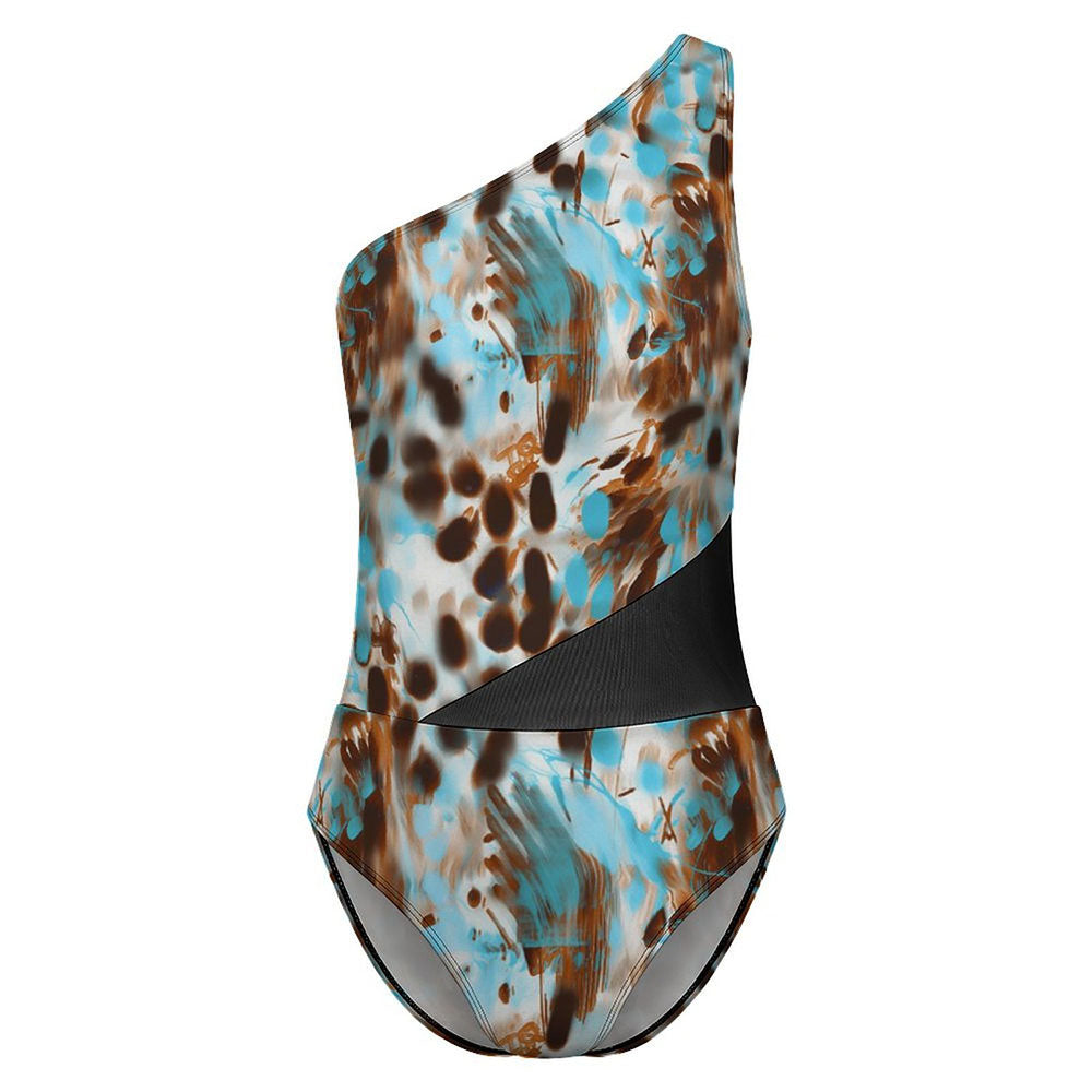 Plunge Mesh-Waist Cutout One-Piece Swimsuit, product view 5