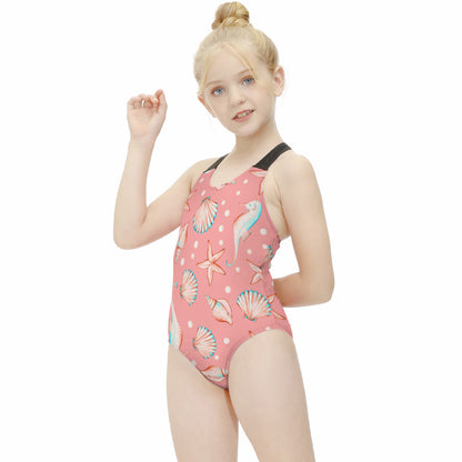 Girls' Cross-Back V-Neck One-Piece Swimsuit, product view 5