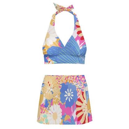 V-Neck Skirted High-Waisted Bikini Set, product view 6