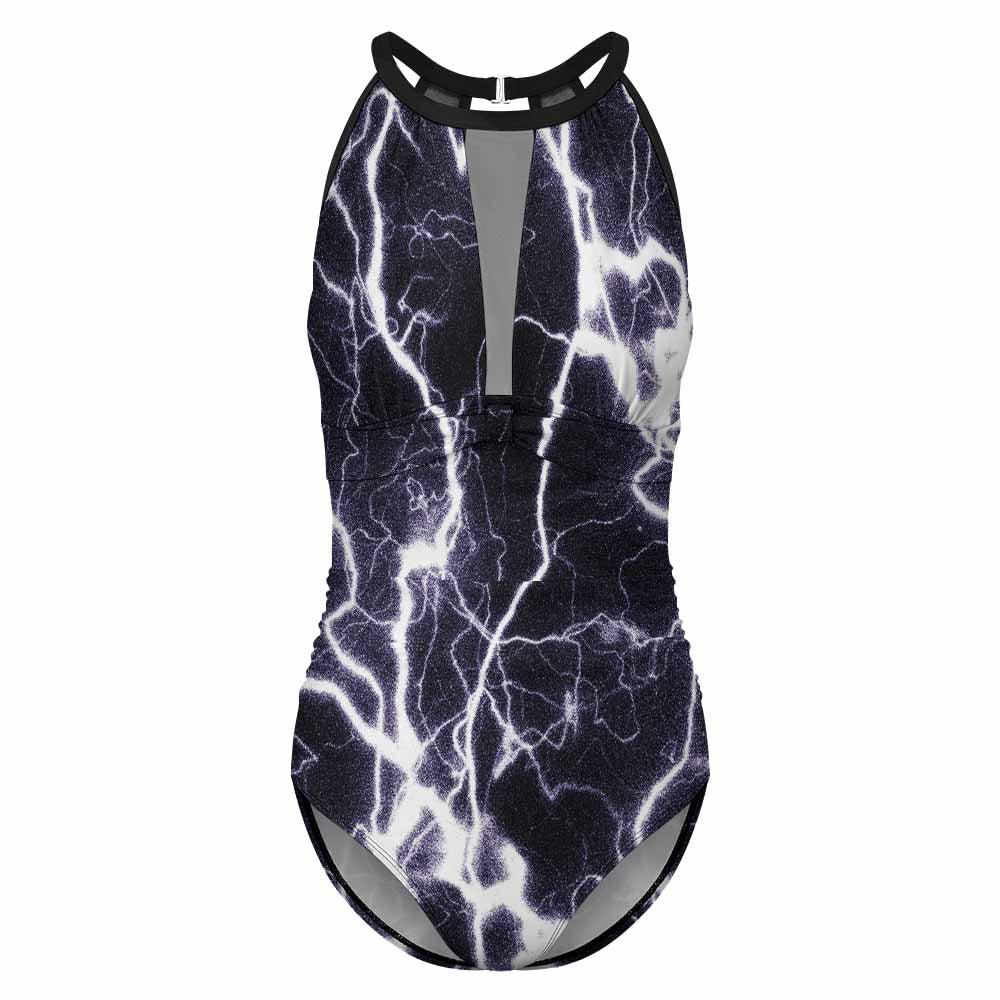 High-Neck Racerback Mesh One-Piece Swimsuit, product view 4