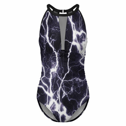 High-Neck Racerback Mesh One-Piece Swimsuit, product view 4