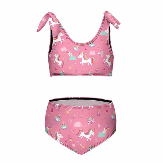 Girls' Bow-Strap Scoop-Neck Bikini Set