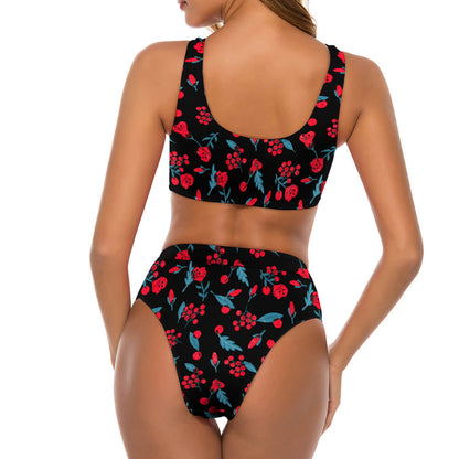 Tie-Front Plunge High-Waisted Bikini Set, product view 6