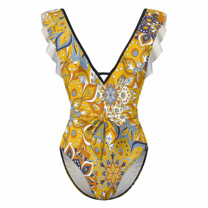 Deep V-Neck Wide-Strap One-Piece Swimsuit, product view 4