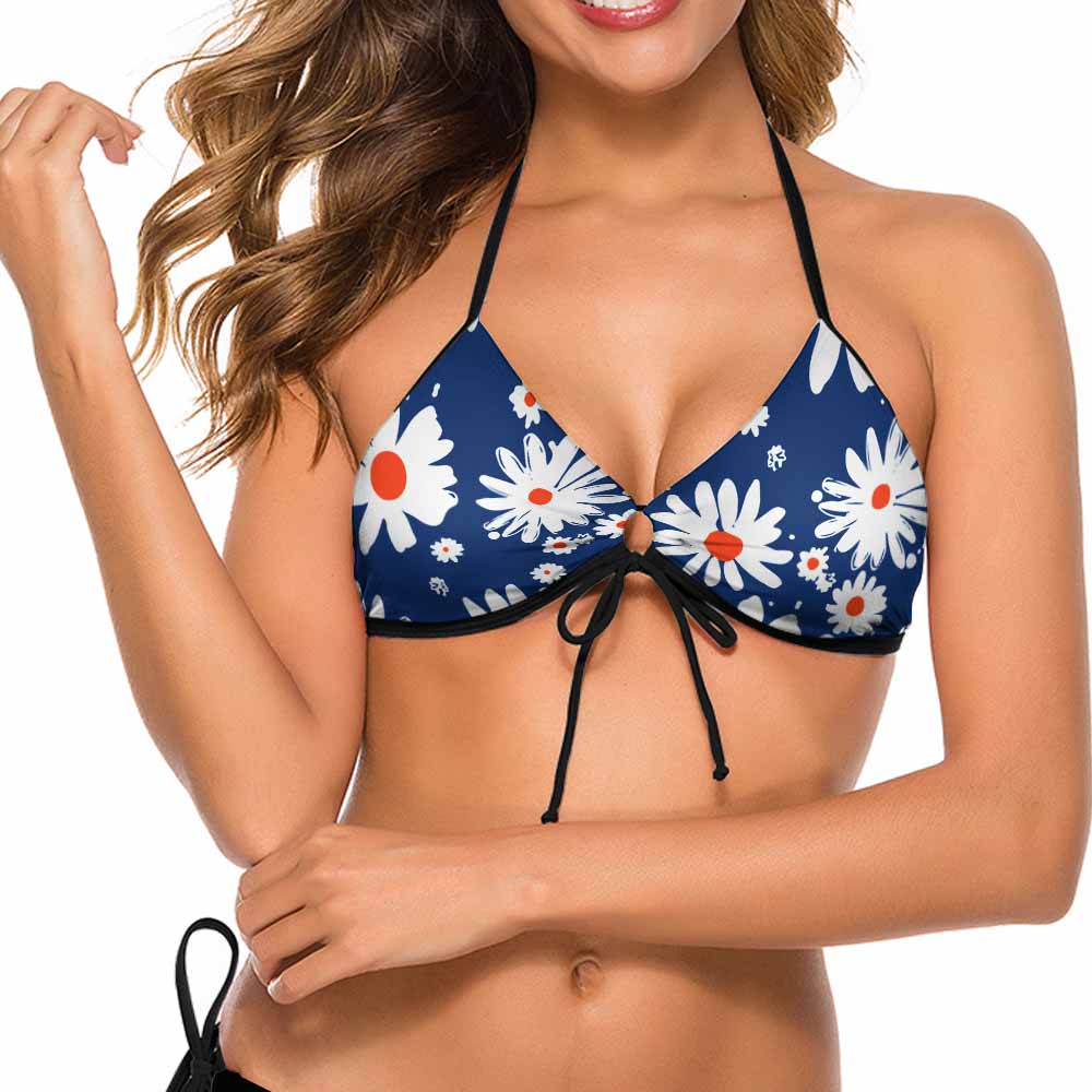Plunge Halter Drawstring Bikini Top, product view 3