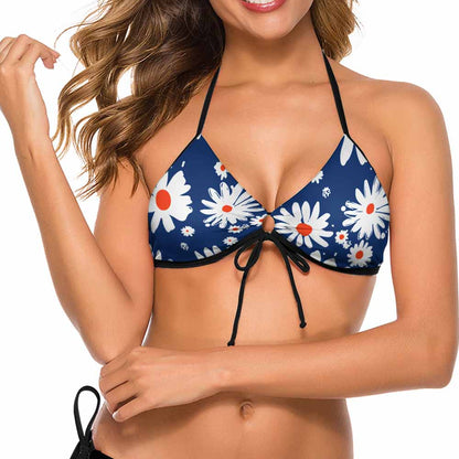 Plunge Halter Drawstring Bikini Top, product view 3