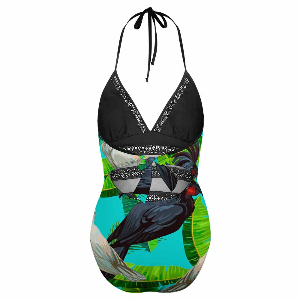 Plunge Mesh-Waist Tummy-Control One-Piece Swimsuit, product view 8