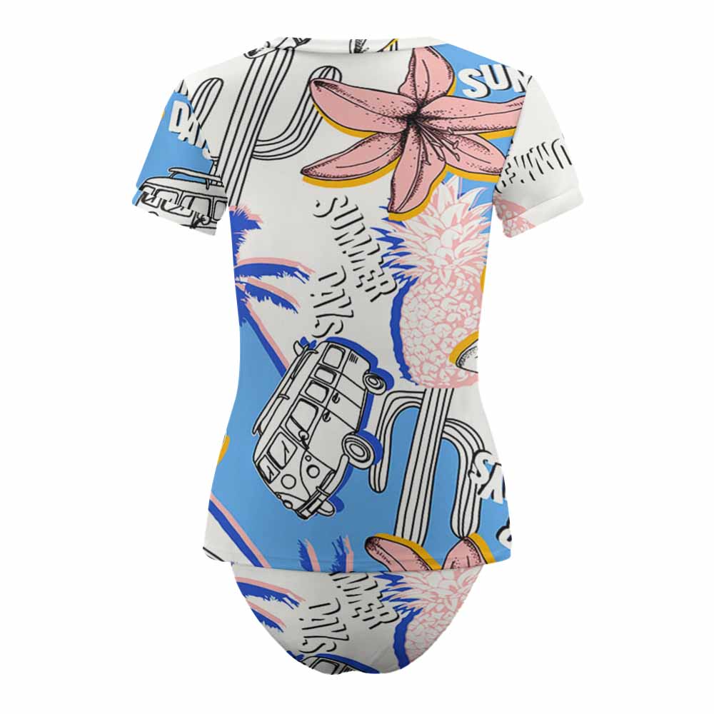 Short-Sleeve Ruched Two-Piece Swimsuit, product view 4