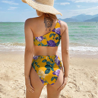 One-Shoulder Ruched High-Waisted Bikini Set, product view 7
