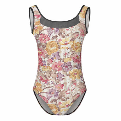 Mesh-Yoke Scoop-Neck One-Piece Swimsuit, product view 4