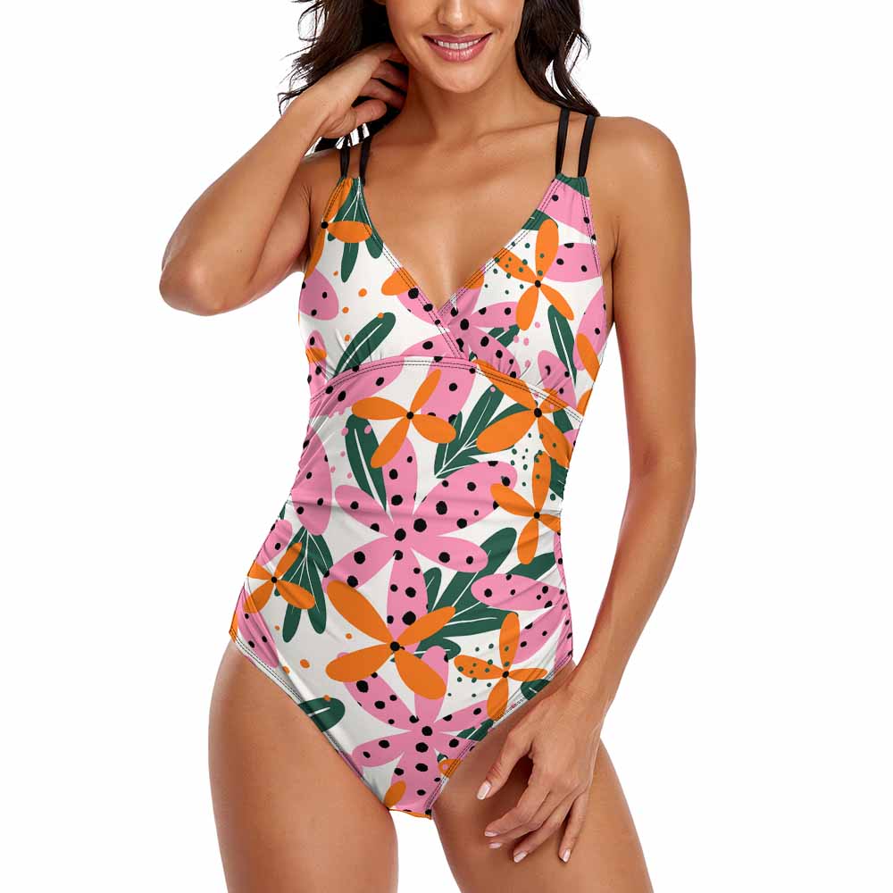 Scoop-Neck Lace-Up Side One-Piece Swimsuit, product view 4