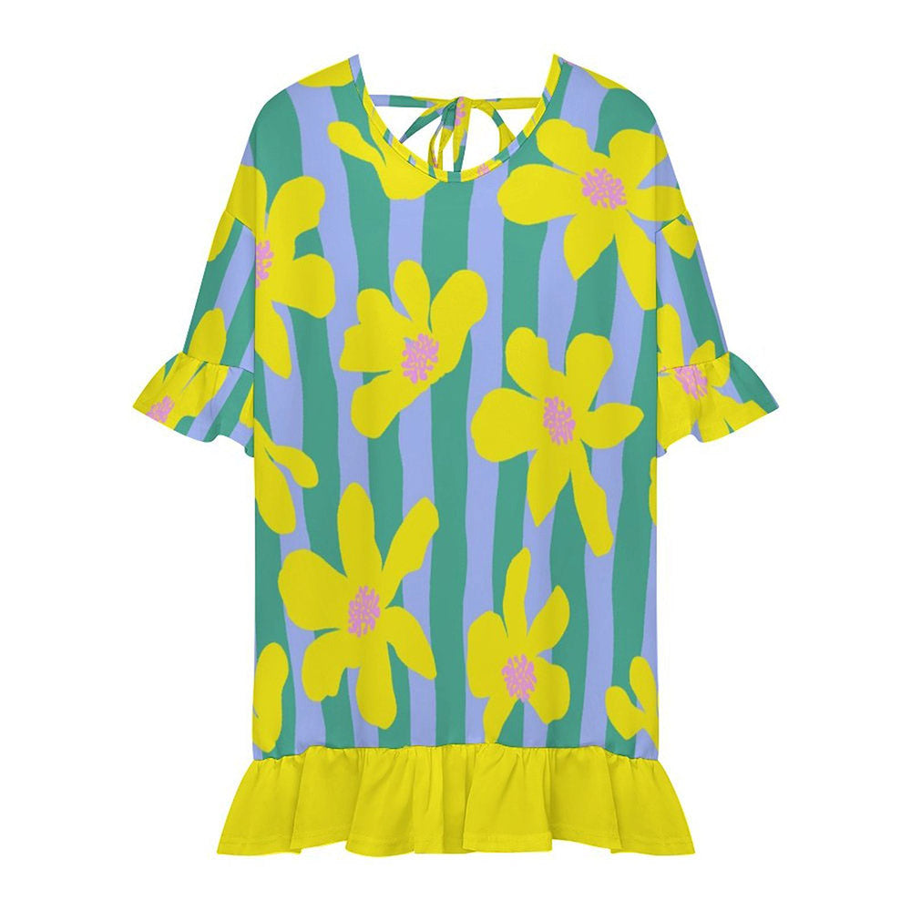 Short-Sleeve Ruffle-Hem Beach Cover-Up Dress, product view 5