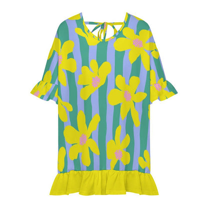 Short-Sleeve Ruffle-Hem Beach Cover-Up Dress, product view 5