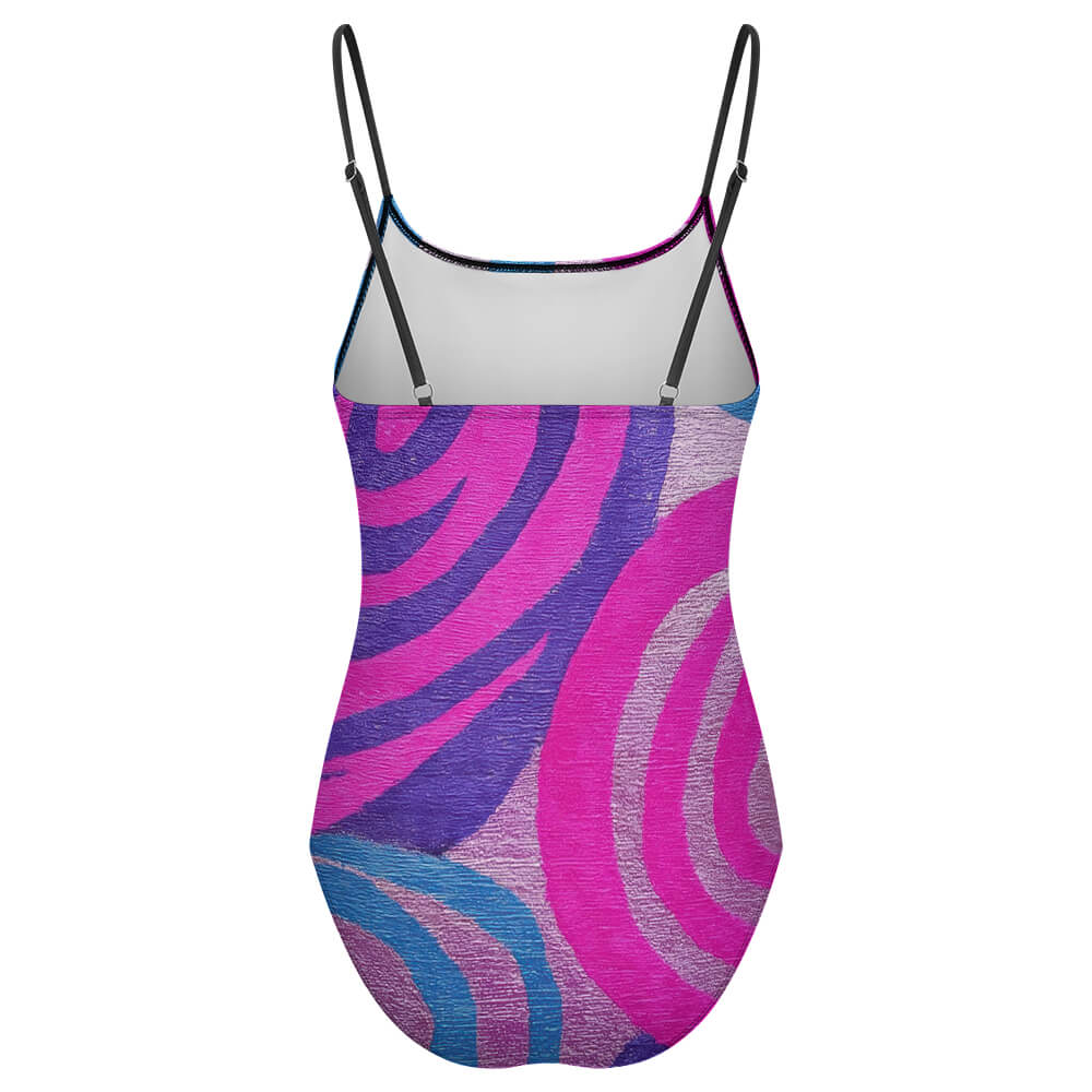 Square-Neck Mesh-Panel Ruched One-Piece Swimsuit, product view 5