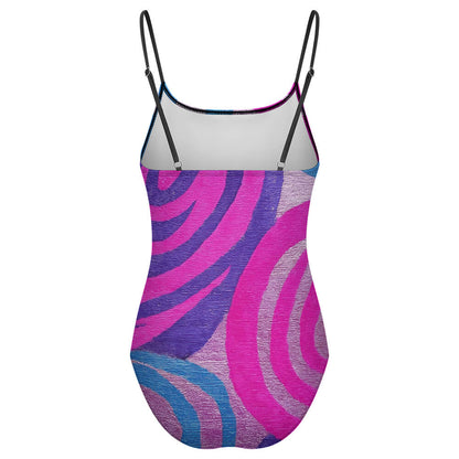 Square-Neck Mesh-Panel Ruched One-Piece Swimsuit, product view 5